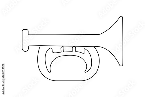 Trumpet icon continuous one line drawing  outline vector illustration
