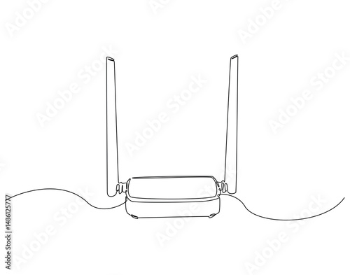 Continuous one line drawing of modern WIFI. One line drawing illustration of WIFI device technology. World telecommunication day concept single line. Editable outline