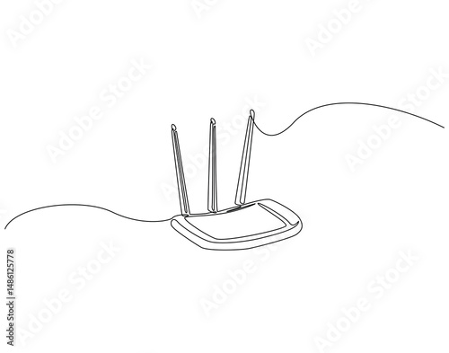Continuous one line drawing of modern WIFI. One line drawing illustration of WIFI device technology. World telecommunication day concept single line. Editable outline