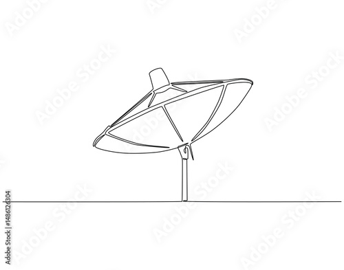 Continuous one line drawing of antenna parabolic. One line drawing illustration of parabolic antenna for communication. World telecommunication day concept single line. Editable outline
