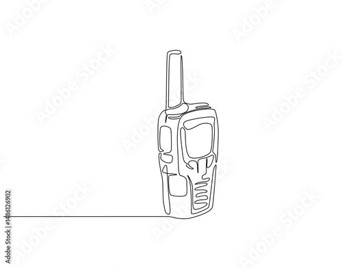 Continuous one line drawing of walkie talkie. One line drawing illustration of walkie talkie for communication. World telecommunication day concept single line. Editable outline