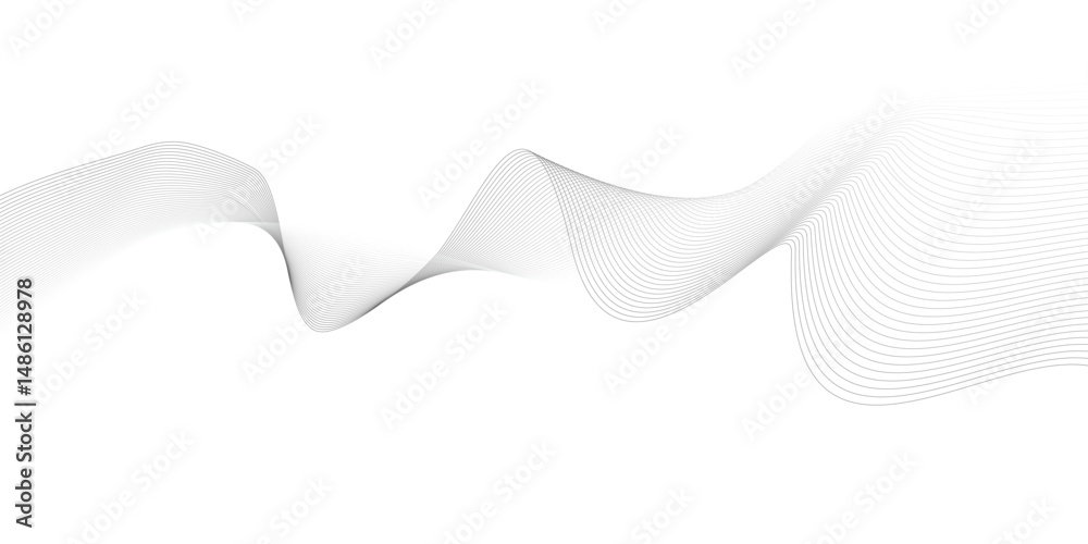Fototapeta premium Abstract blue line wave background. Technology abstract lines on white background. Undulate Grey Wave Swirl, frequency sound wave, twisted curve lines with blend effect.