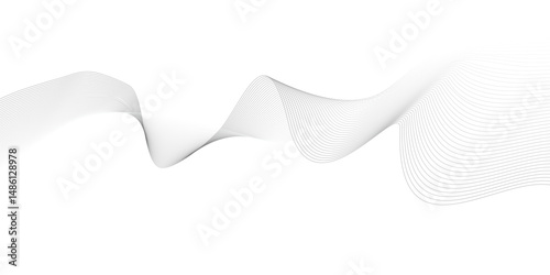 Abstract blue line wave background. Technology abstract lines on white background. Undulate Grey Wave Swirl, frequency sound wave, twisted curve lines with blend effect.