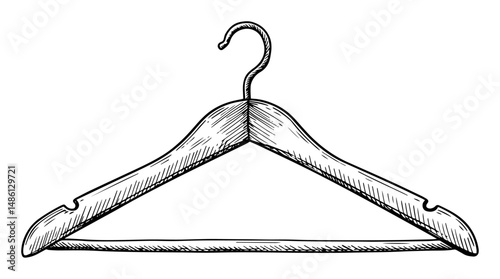 classic wooden clothes hanger hand drawn