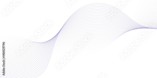 Abstract blue violet wave element for design. Digital frequency track equalizer. Stylized line art background. Vector illustration. Wave with lines created using blend tool.