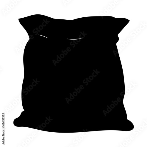 Black silhouette of a tied sack or bag in a simple illustration