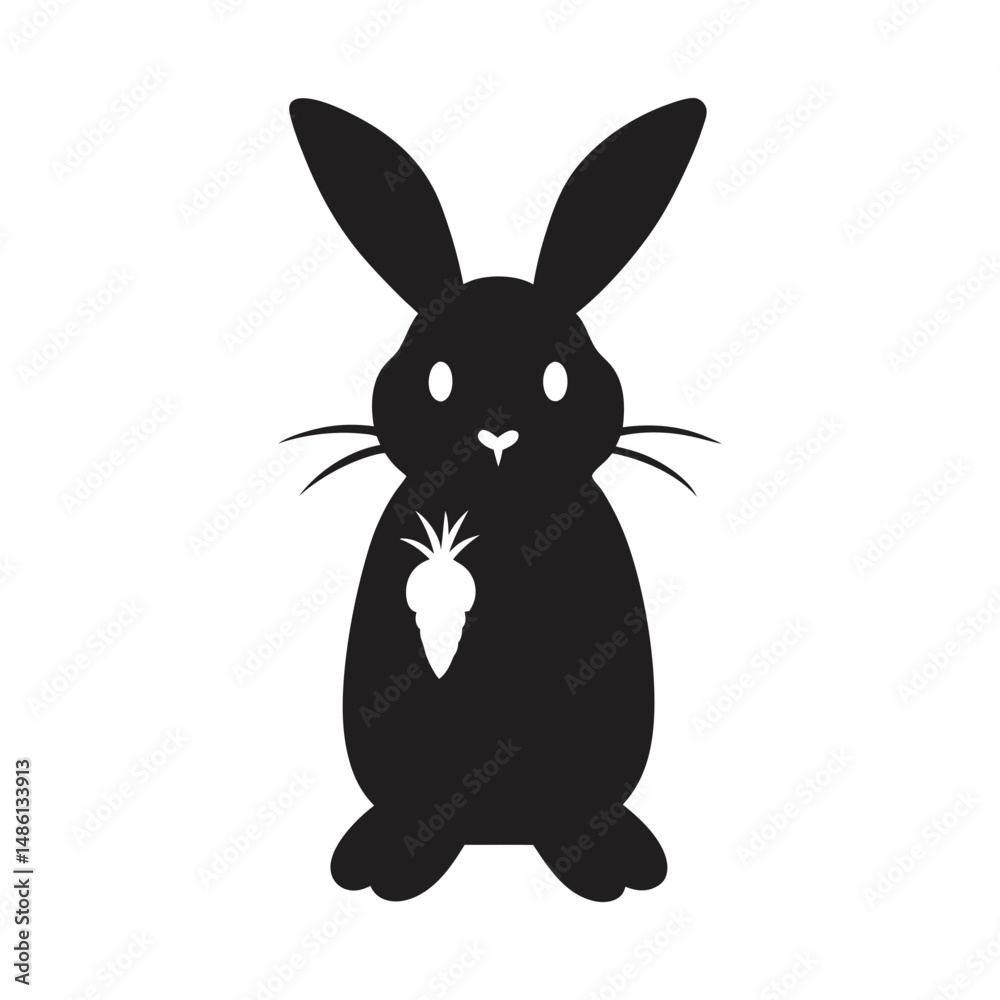 Obraz premium bunny with big ears and a carrot vector silhouette