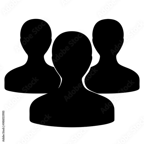 A simple black and white representation of a group of people
