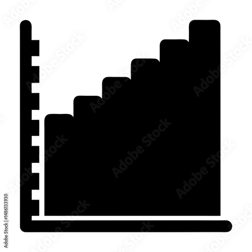 Growth chart depicting gradual increase over time, represented in a stair step format