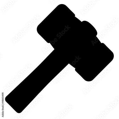 Black silhouette of a mallet tool construction equipment repair carpentry woodcraft