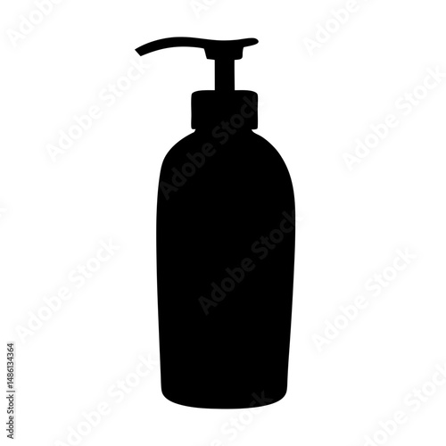 Silhouette of a pump dispenser bottle, typically used for soap or lotion