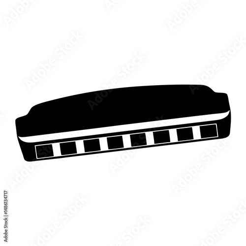 Silhouette of a harmonica, a musical instrument for playing blues and folk