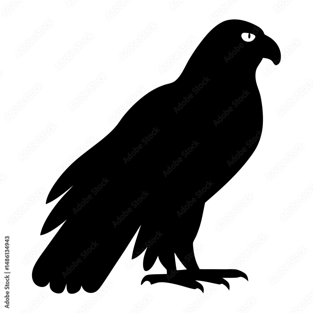 Fototapeta premium Silhouette of a majestic eagle perched upright, displaying powerful bird features