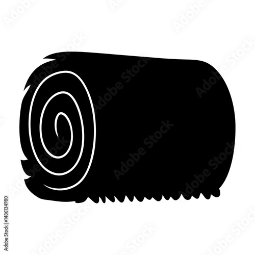 Black silhouette of a rolled up sleeping bag or similar item