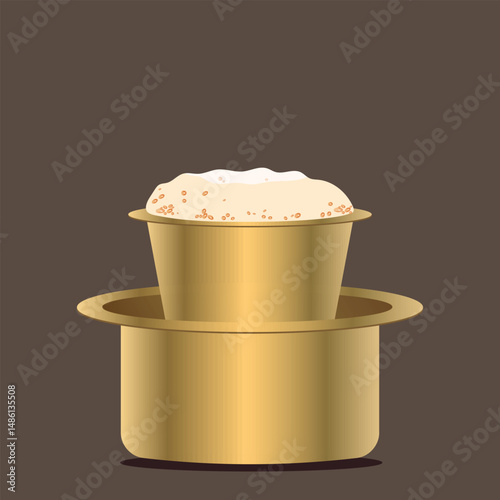 South Indian Filter coffee served in a traditional brass or stainless steel cup