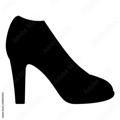 Elegant black silhouette of a stylish high heel pump shoe design