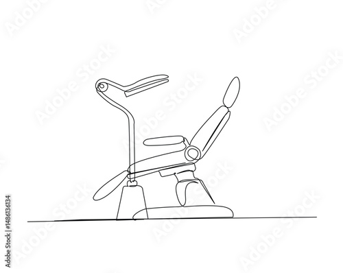 Dental medical chair equipment outline illustration. Continuous line drawing of Dental medical chair.
