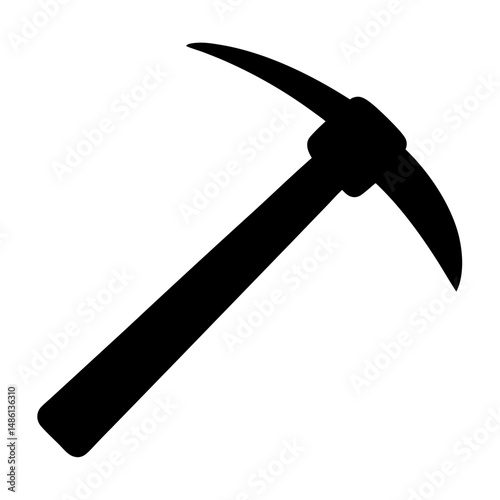 Simple black and white icon of a vintage miners pickaxe tool