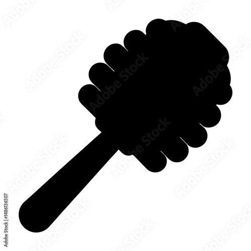 A black and white image depicting a silhouette of a honey dipper