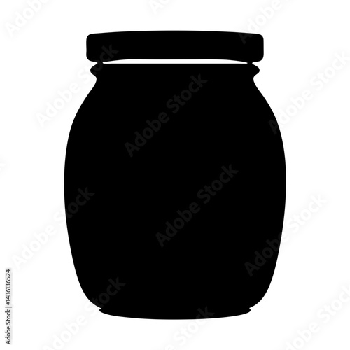 Black silhouette of a jar with a lid on a white background