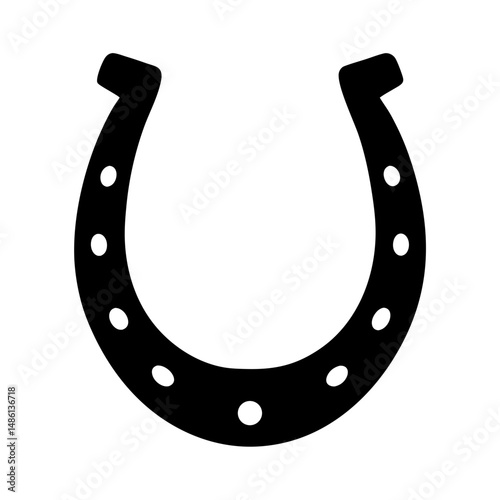 Black silhouette of a horseshoe, a symbol of luck and protection