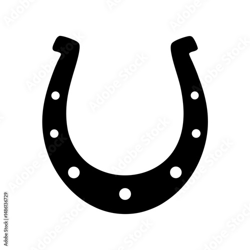 Black and White Horseshoe Symbol, Lucky Charm Design, Equestrian Element