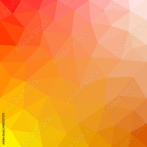 Abstract vector background composed of different sized triangles in red, orange, yellow and white. 