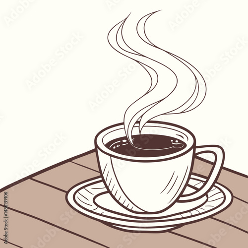 A Cup Of Coffee. Adobe Illustrator Artwork