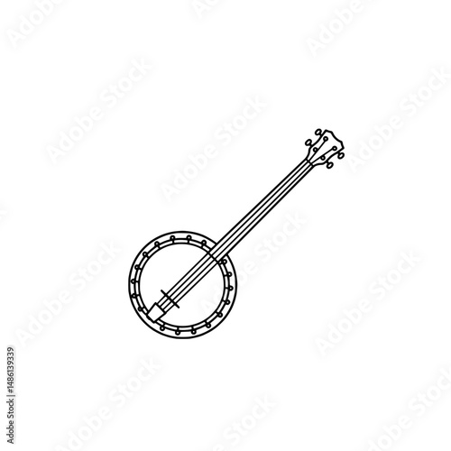 Banjo icon representing concepts of music, bluegrass, and traditional instruments