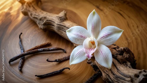 Macro view of flower. Detailed shot of beans with a background. Close-up of fragrant spices.