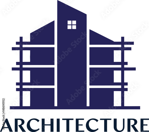 Modern Architecture Logo Design for Construction Project. A simple, impactful logo design depicting a multi-story building under construction.