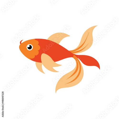 goldfish with flowing fins in a calm pond vector