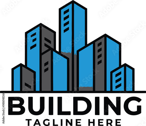 Modern Architectural Logo Design of a Multi-Story Building. A sophisticated, minimalist logo design of a modern multi-story building.