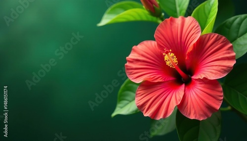 Bold tropical hibiscus blossoms, vibrant green leaves , design, wallpaper, lush