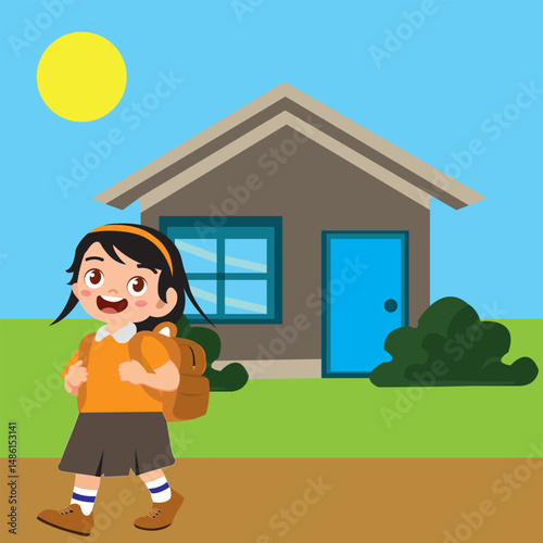girl go to school 