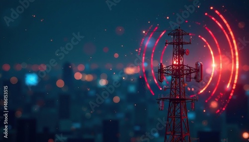 Close-up of a radio antenna transmitting waves , aerial, wavelength, tower