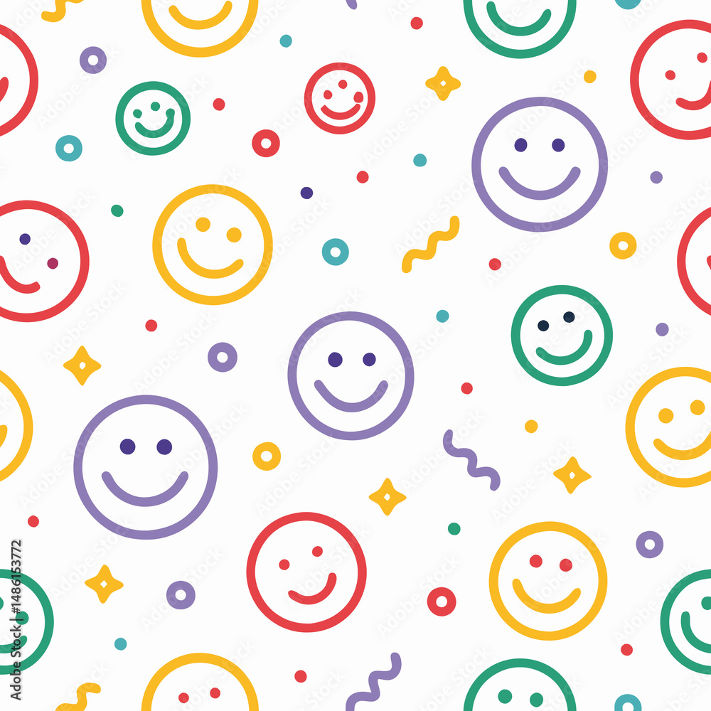 Fototapeta premium Happy face pattern with colorful accents