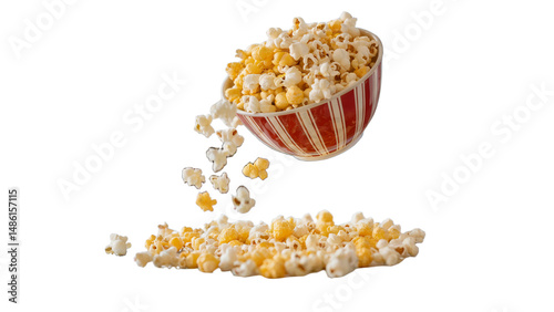 Delicious buttery popcorn spilling from bowl