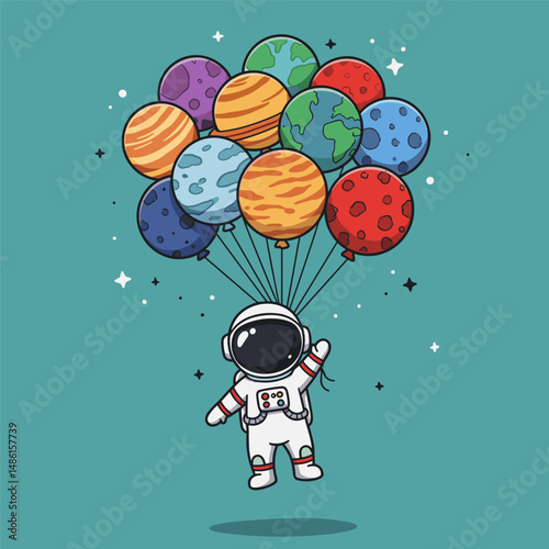 Cute astronaut vector cartoon illustration