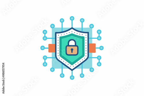 digital lock shield icon