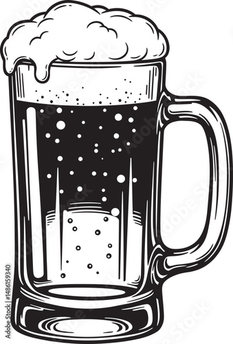  Beer Glass and Mugs Collection Silhouettes White Color Background