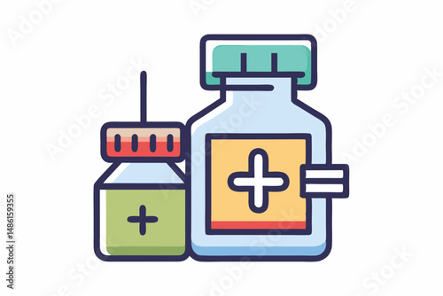 two vaccine vials stacked icon