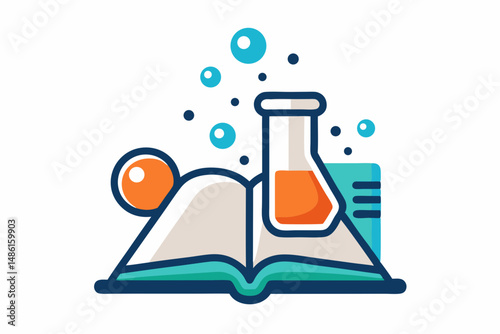 chemistry flask icon with bubbles