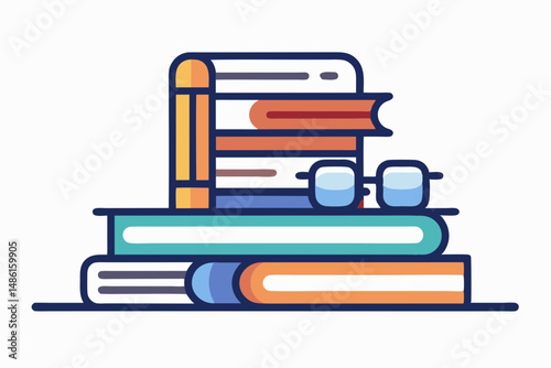 bookshelf icon with three stacked books