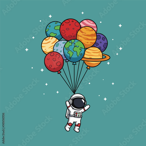 Cute astronaut vector cartoon illustration