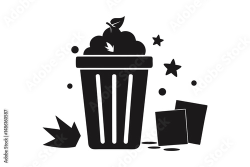 trash cans illustration. Isolated on a white background. Vector illustration in flat style.