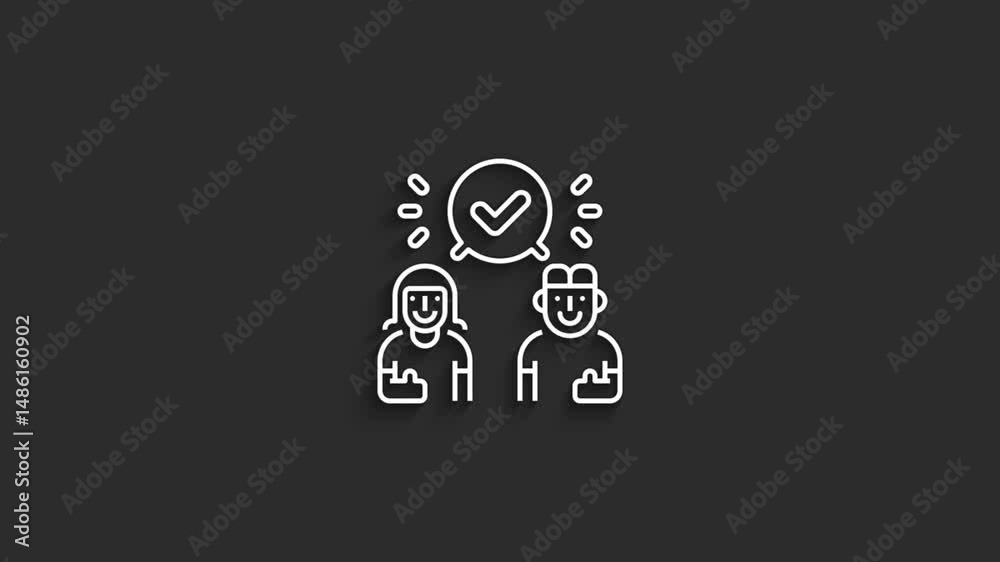 Partnership Icon Animated in Lineal Style | 4K with Black Background