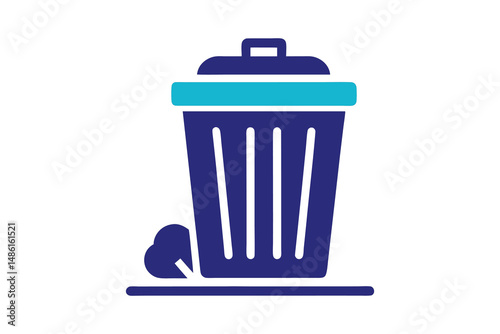 Dustbin garbage trash bin icon | Black Vector illustration | 