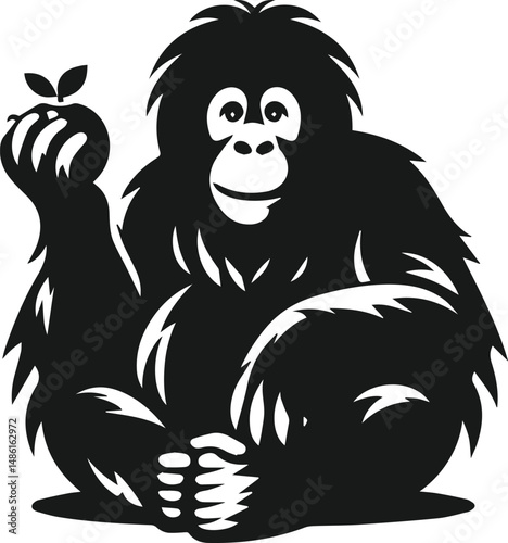 orangutan vector wild animal silhouette