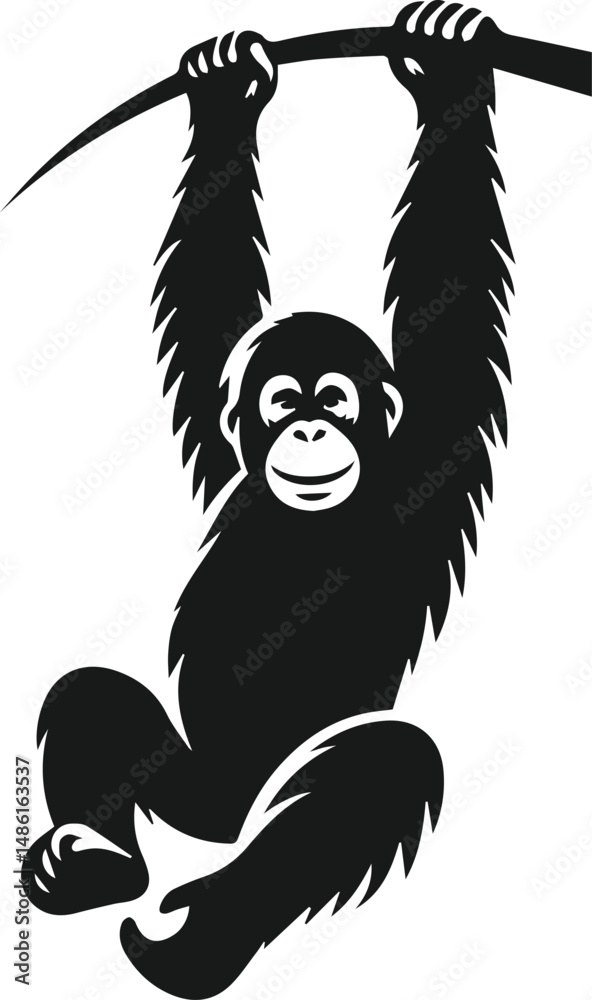 Obraz premium orangutan vector wild animal silhouette